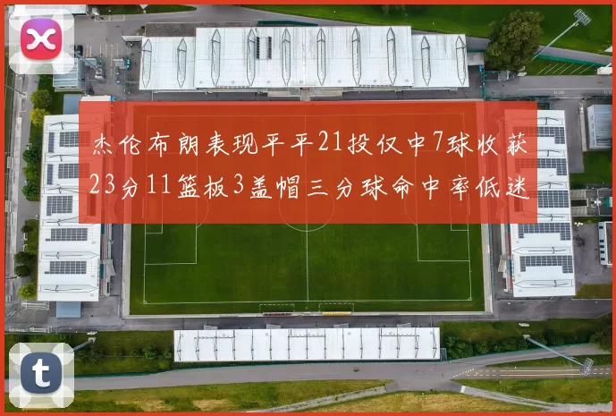 杰伦布朗表现平平21投仅中7球收获23分11篮板3盖帽三分球命中率低迷